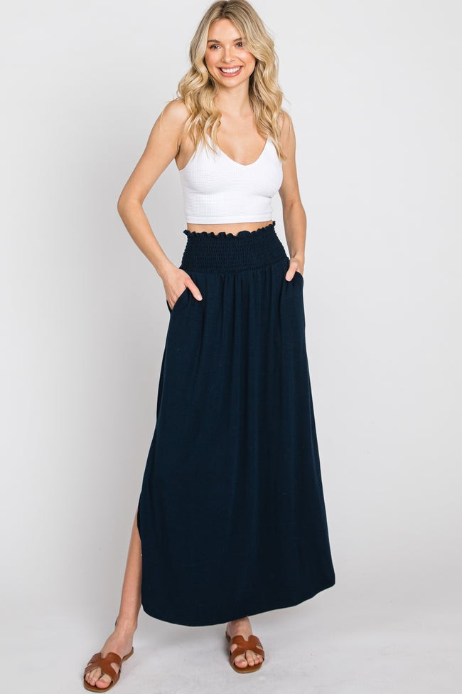Black Smocked Maxi Skirt | PinkBlush Maternity