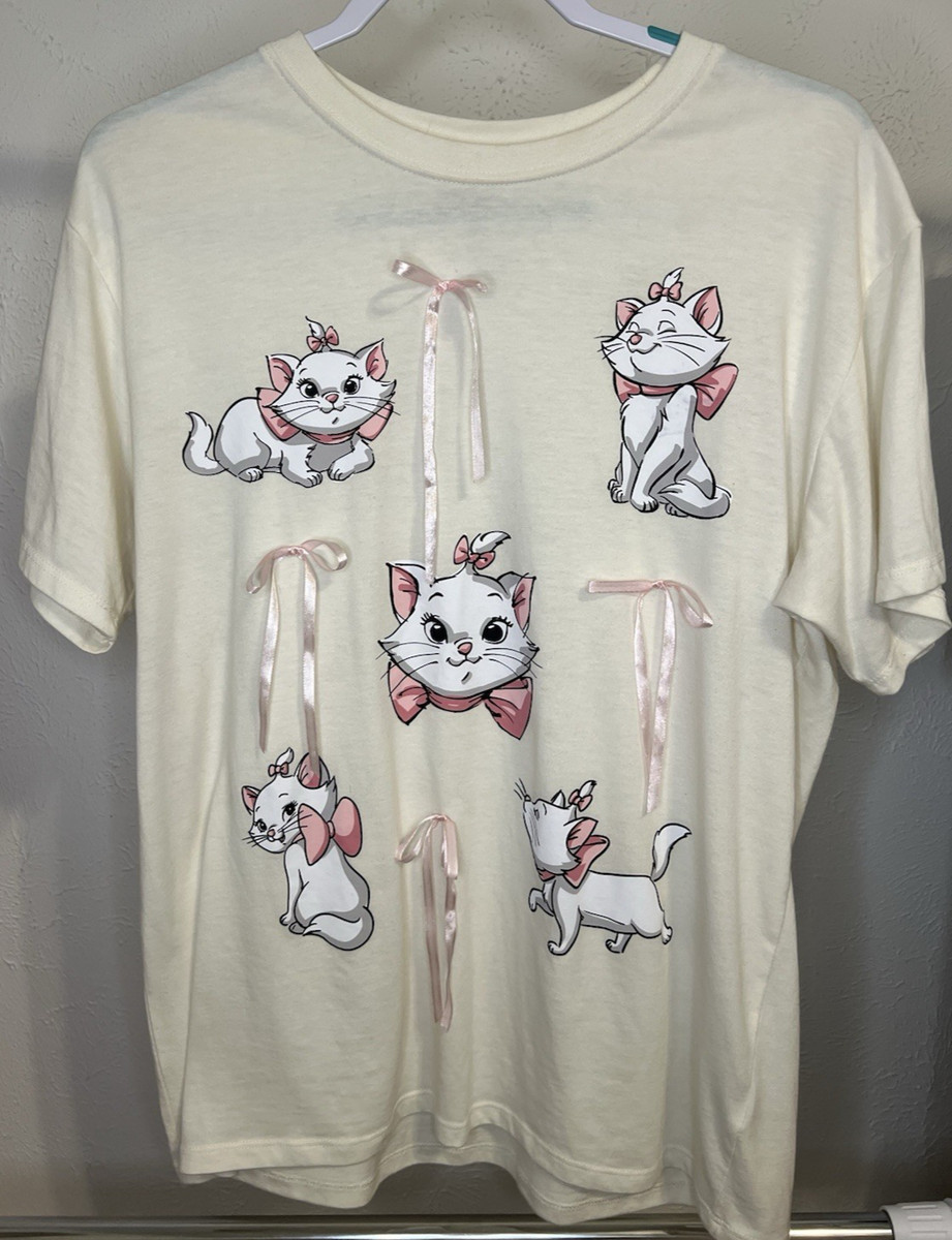 Hobby Lobby Adult Unisex  DisneyThe Aristocats Marie T-Shirt Pink Bows PreOwned | eBay | eBay US