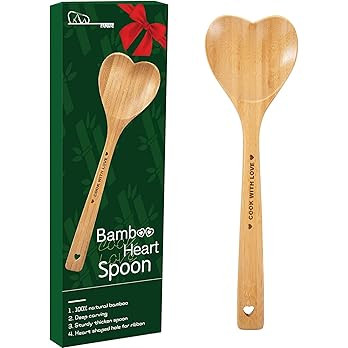 Wooden Heart Spoons - Heart Shaped Bamboo Spoon Kitchenware for Cooking with Love, Unique Valenti... | Amazon (US)