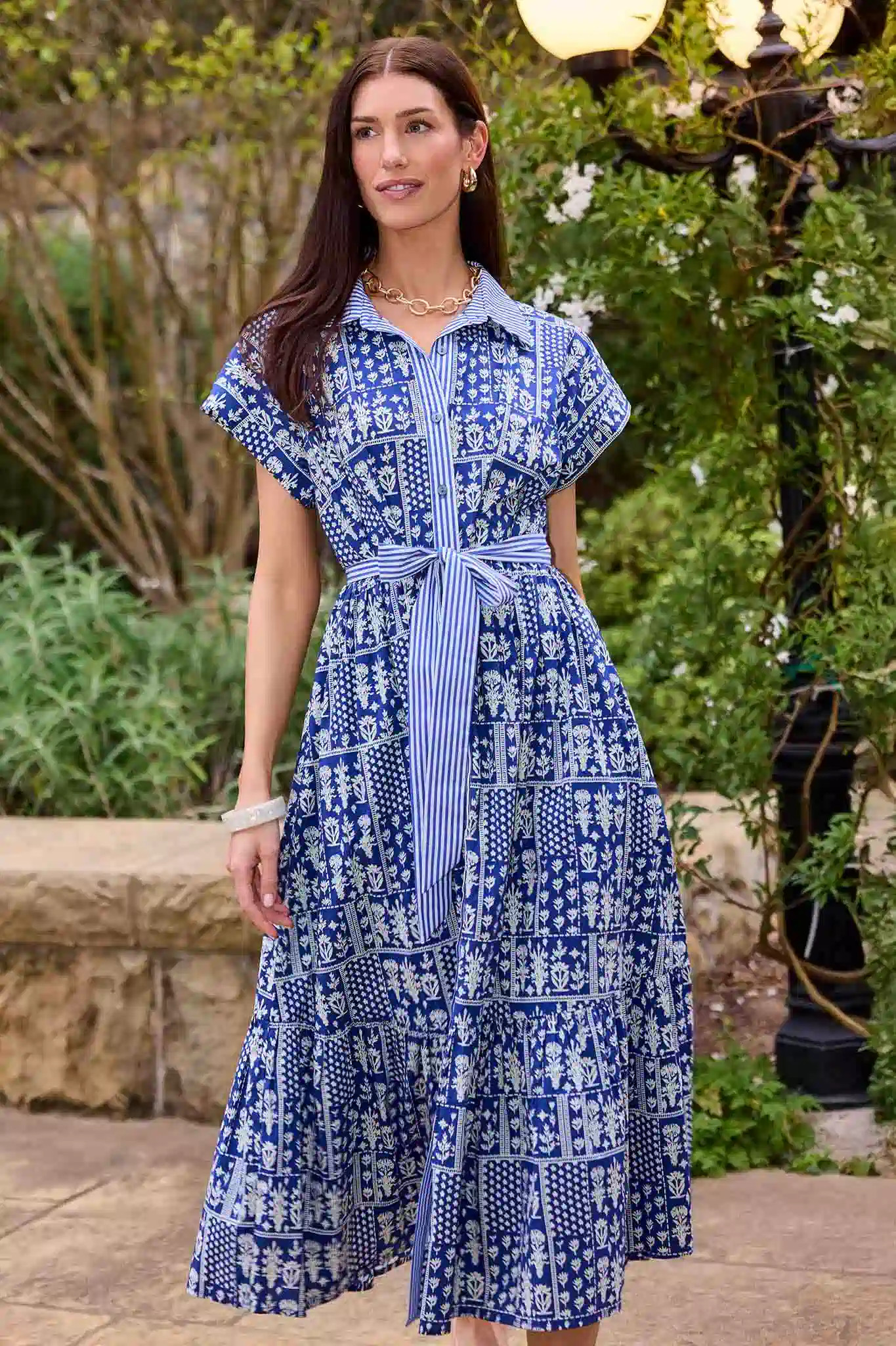 Lilliana Navy Patterned Maxi Dress | Avara