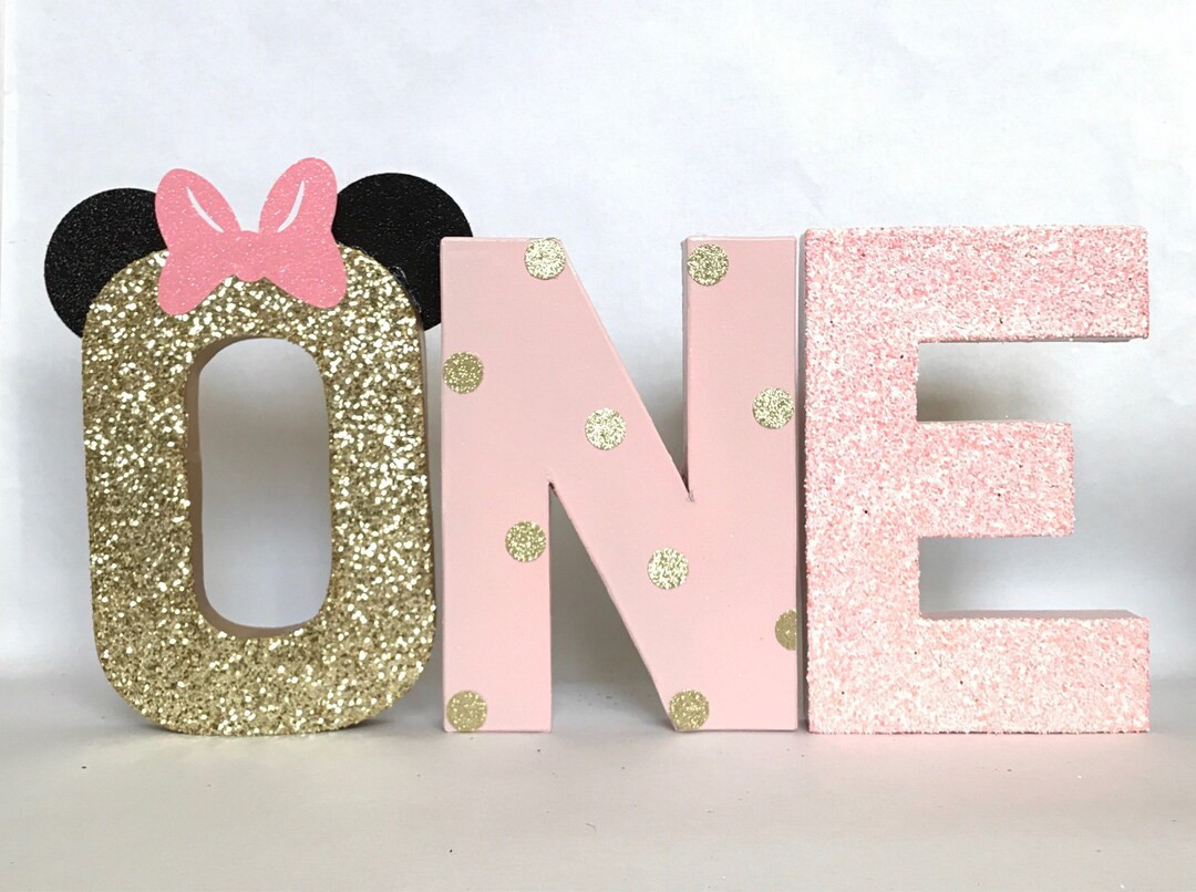 Minnie Mouse Glitter Stand up one Letter Sign 1st First Birthday-photo Prop-party Decor-paper Mac... | Etsy (US)