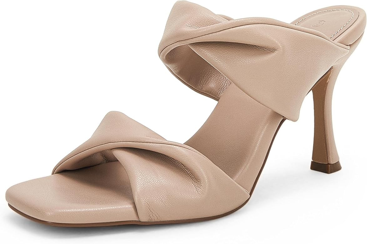 PiePieBuy Womens Square Toe High Heel Stiletto Mules Sandals Slingback Slip On Slipper Shoes | Amazon (US)