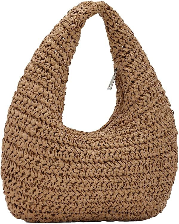 GOKTOW Crescent Straw Handbag for Women,Summer Raffia Beach Purse Tote Hobo Bag 2025 | Amazon (US)