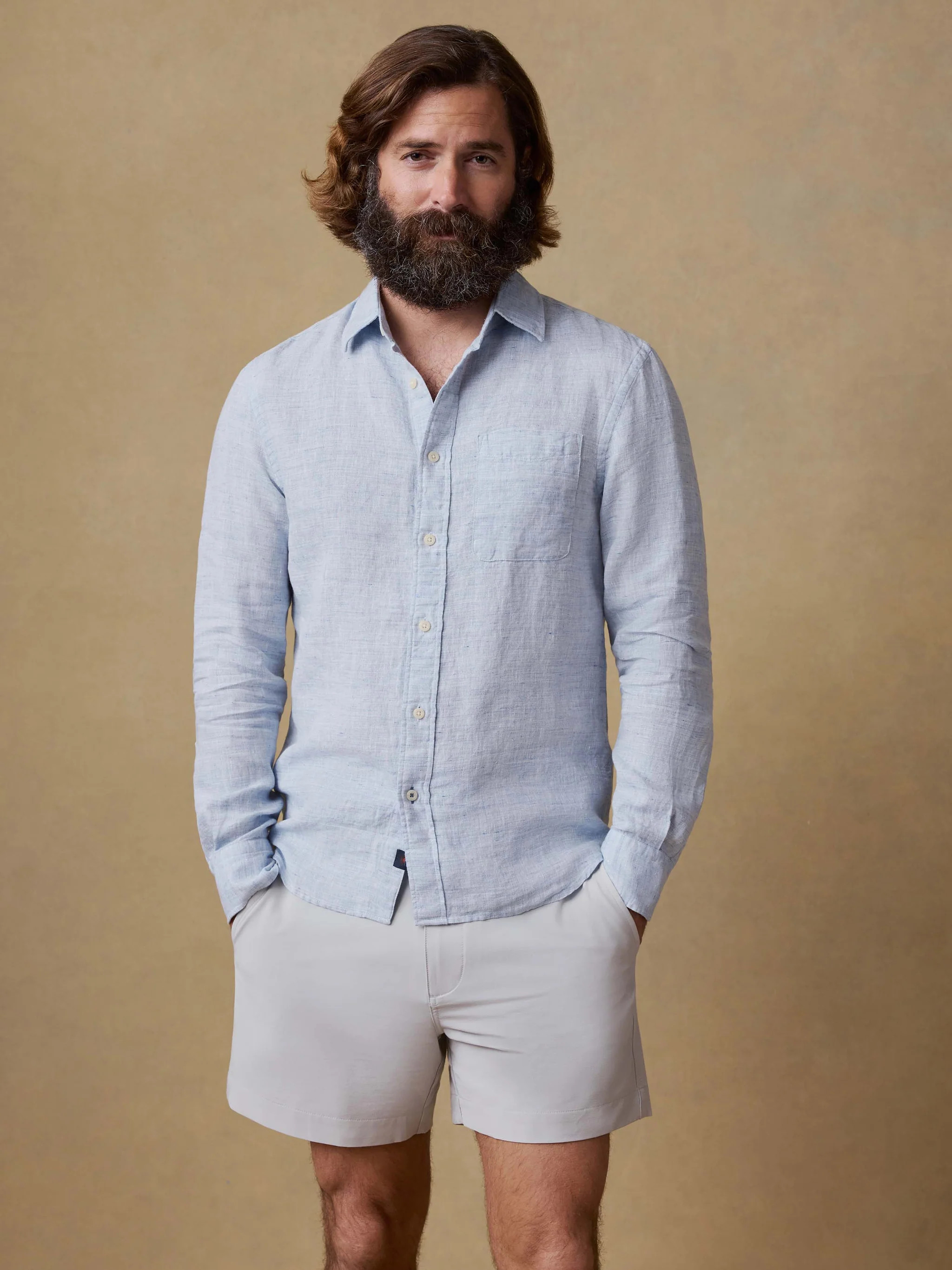 Laguna Linen Shirt - Light Blue Melange | Faherty
