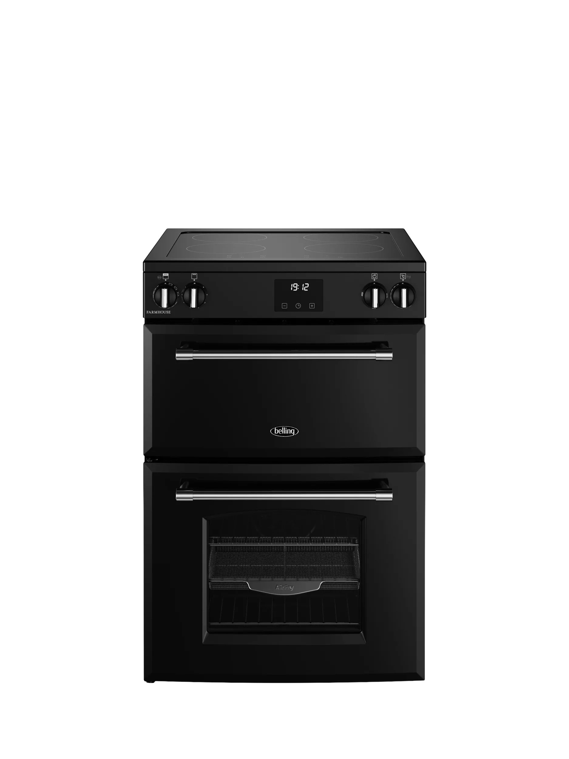 Belling Farmhouse 60cm Electric Induction Hob Range Cooker, Black | John Lewis (UK)