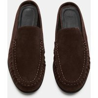 M&S Suede Ruched Backless Flat Loafers Brown | Marks & Spencer (UK)