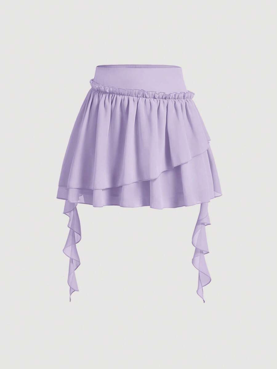 SHEIN MOD Women'S Double-Layered Ruffled Hem Skirt | SHEIN