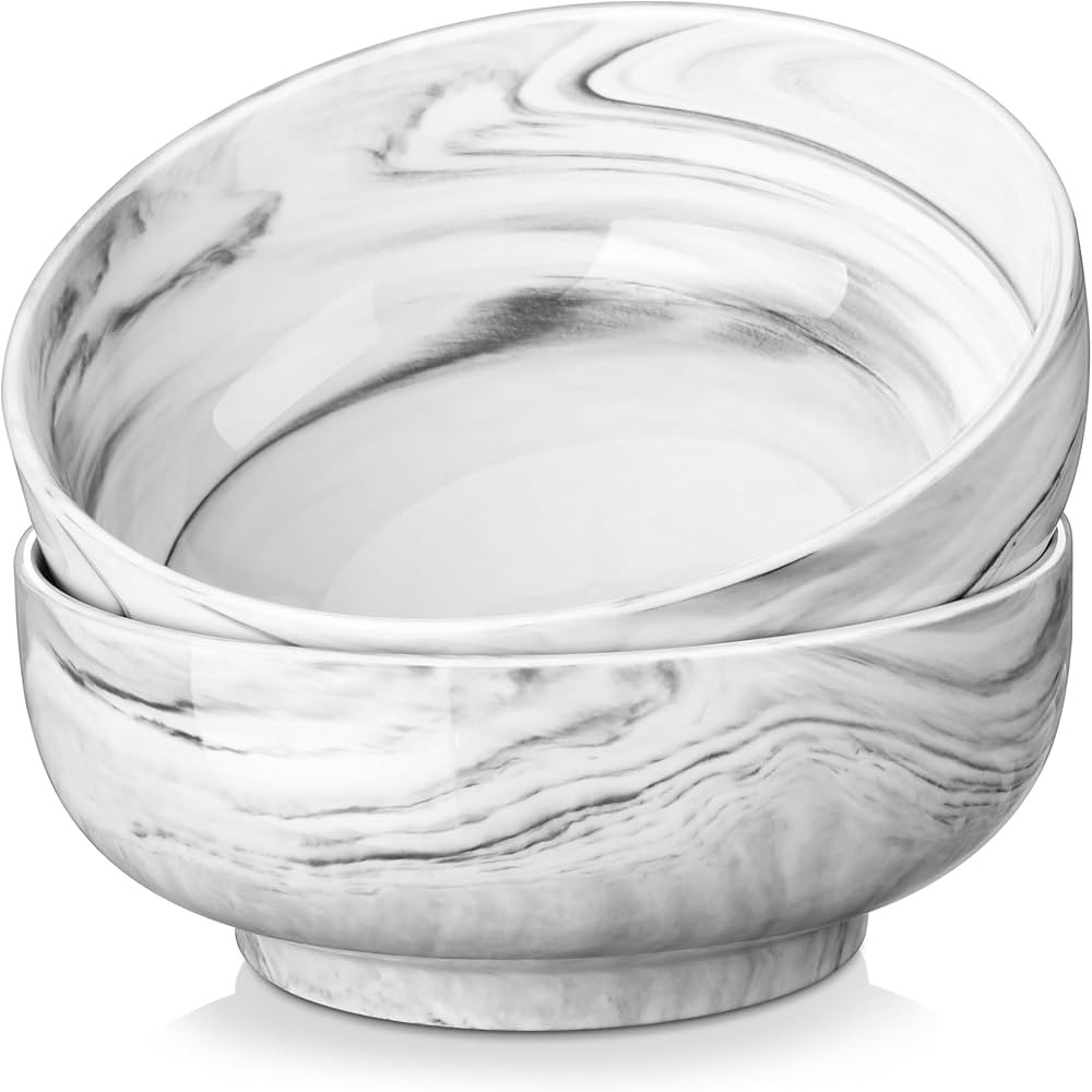 MALACASA Large Serving Bowls, 60 OZ (8'') Salad Bowls Set of 2, Ceramic Mixing Bowls for Kitchen,... | Amazon (US)