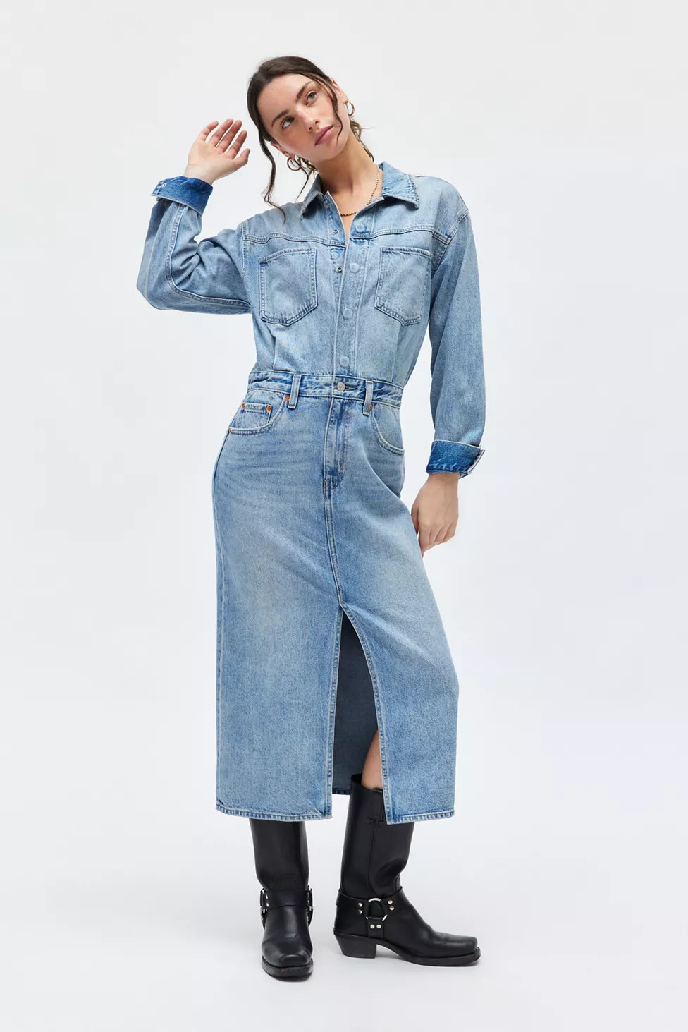 Levi's® Otto Western Denim Midi Dress | Urban Outfitters (US and RoW)