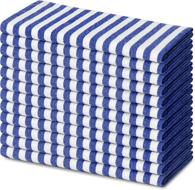 Blue Needles Set of 12 Striped Cloth Napkins 100% Cotton Dinner Table Napkins 18x18 inches, Soft,... | Amazon (US)