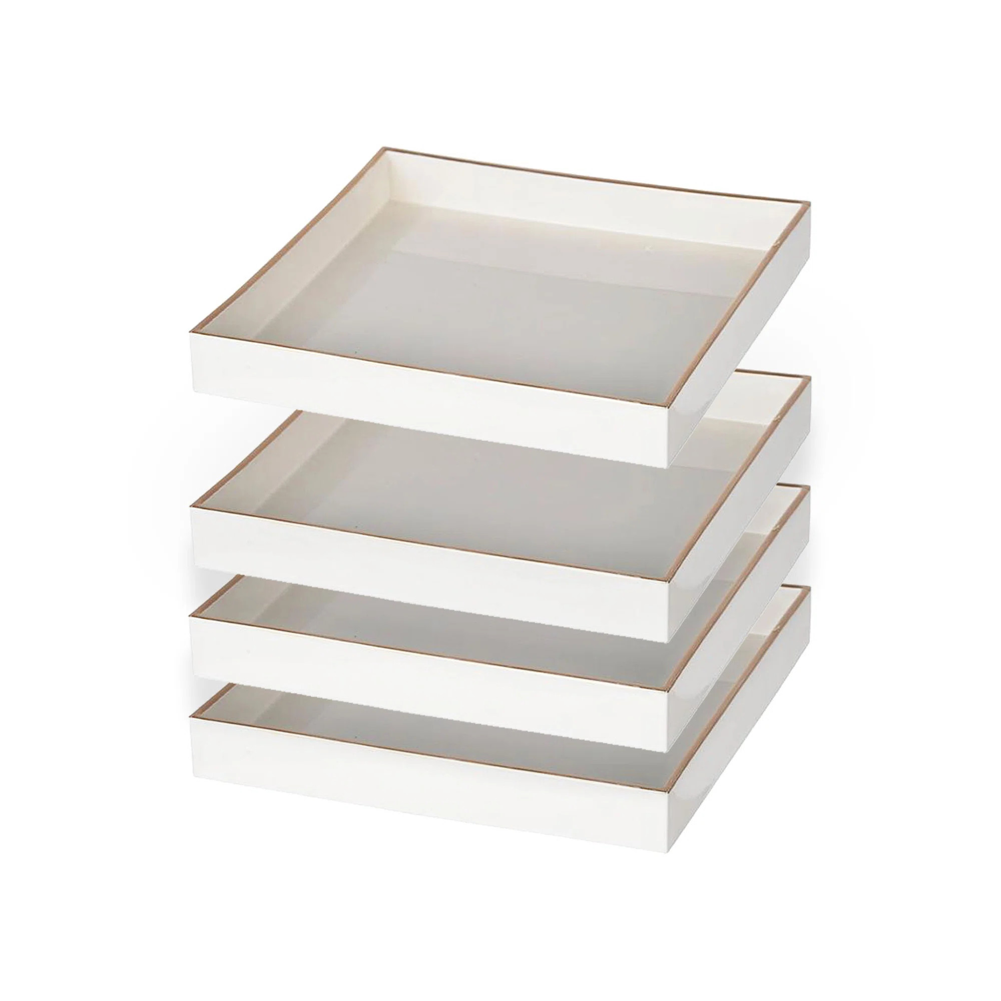 Ebern Designs Gillen Square Tray - Set of 4 - 8.5" x 8.5" - White | Wayfair | Wayfair North America