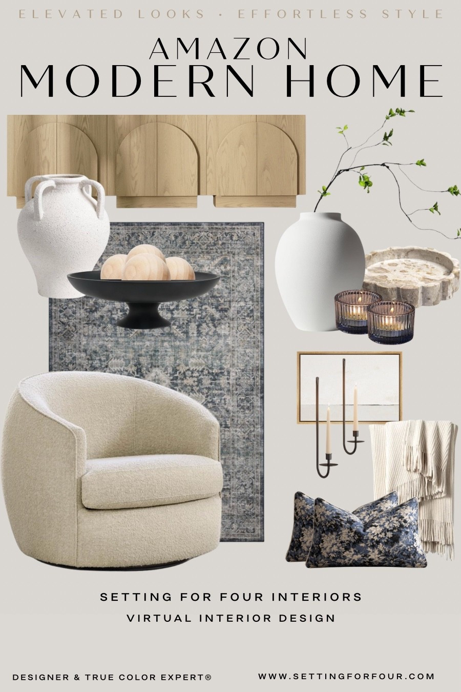 Amazon modern home. Designer picks. Neutral aesthetic, organic, transitional, coastal, lake house, earthy, white, beige, Restoration Hardware style, swivel chair, sideboard cabinet, tv unit, living room decor, candle sconce light, wood, marble, wall sconce light, accent pillows, throw blanket, decorative bowl, furniture, decor, vase, stems, canvas art, blue, beige, white

#LTKstyletip #LTKhome #LTKsale