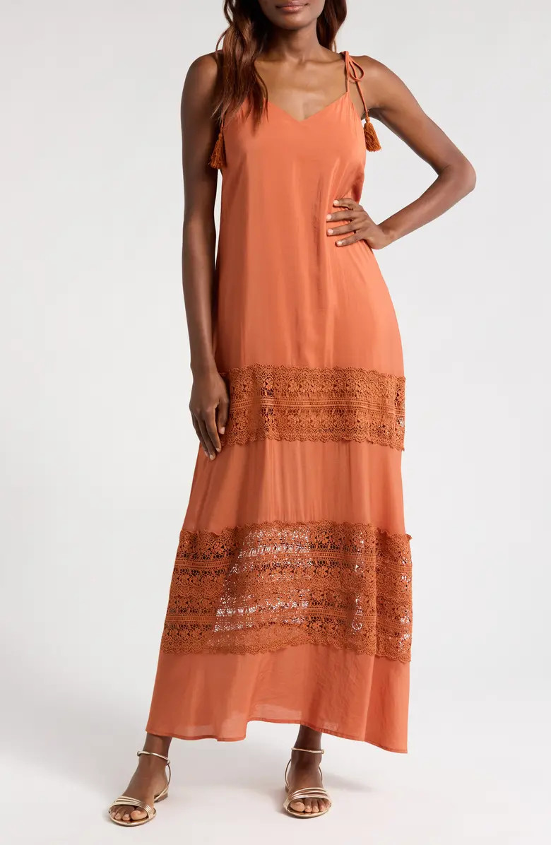 Lace Tie Strap Cover-Up Maxi Dress | Nordstrom