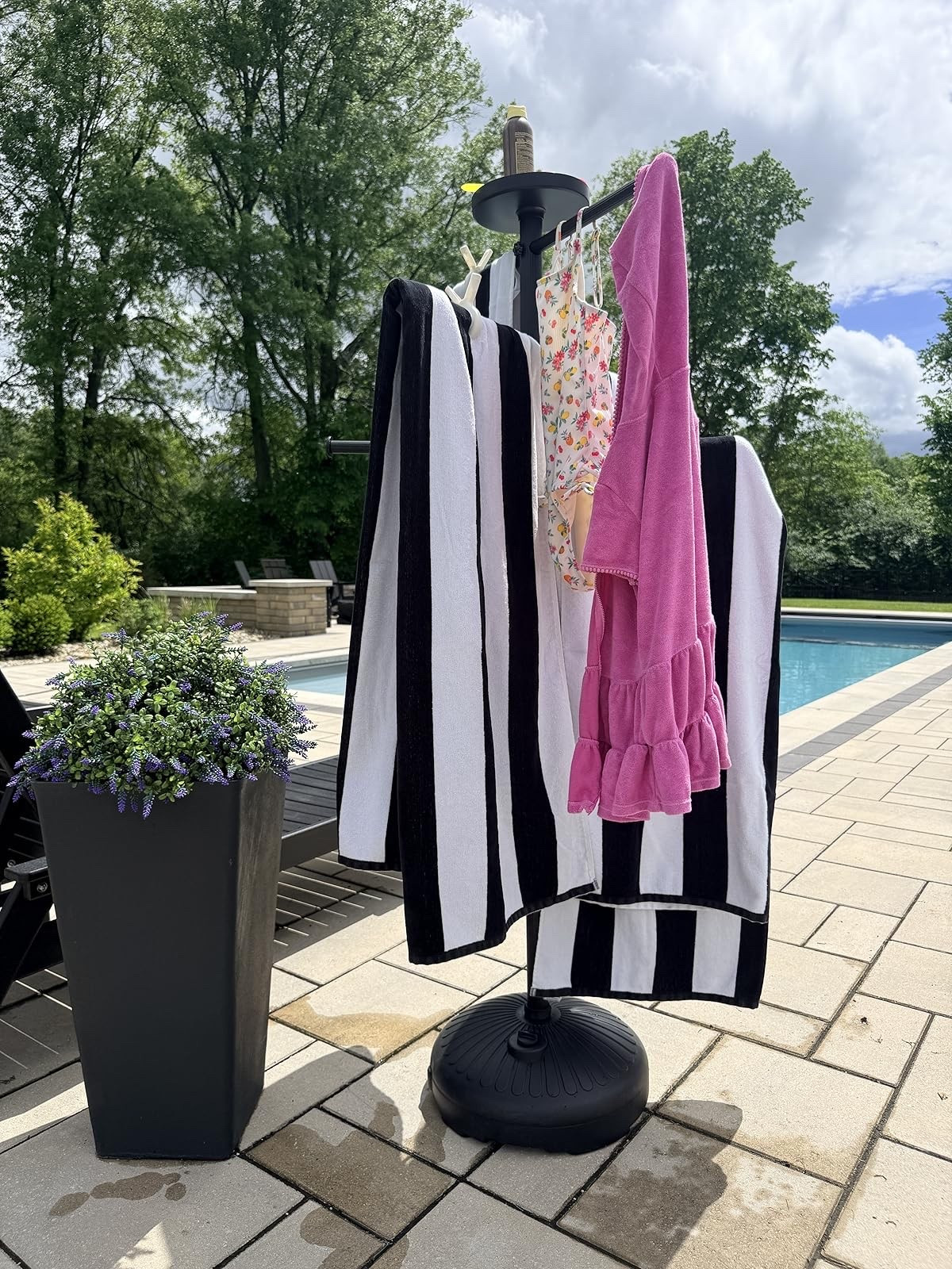 Upgrade your poolside experience with these luxurious beach towels and stylish towel racks! Perfect for lounging by the pool or hot tub. #poolside #beachvibes

#LTKSeasonal #LTKHome #LTKSwim
