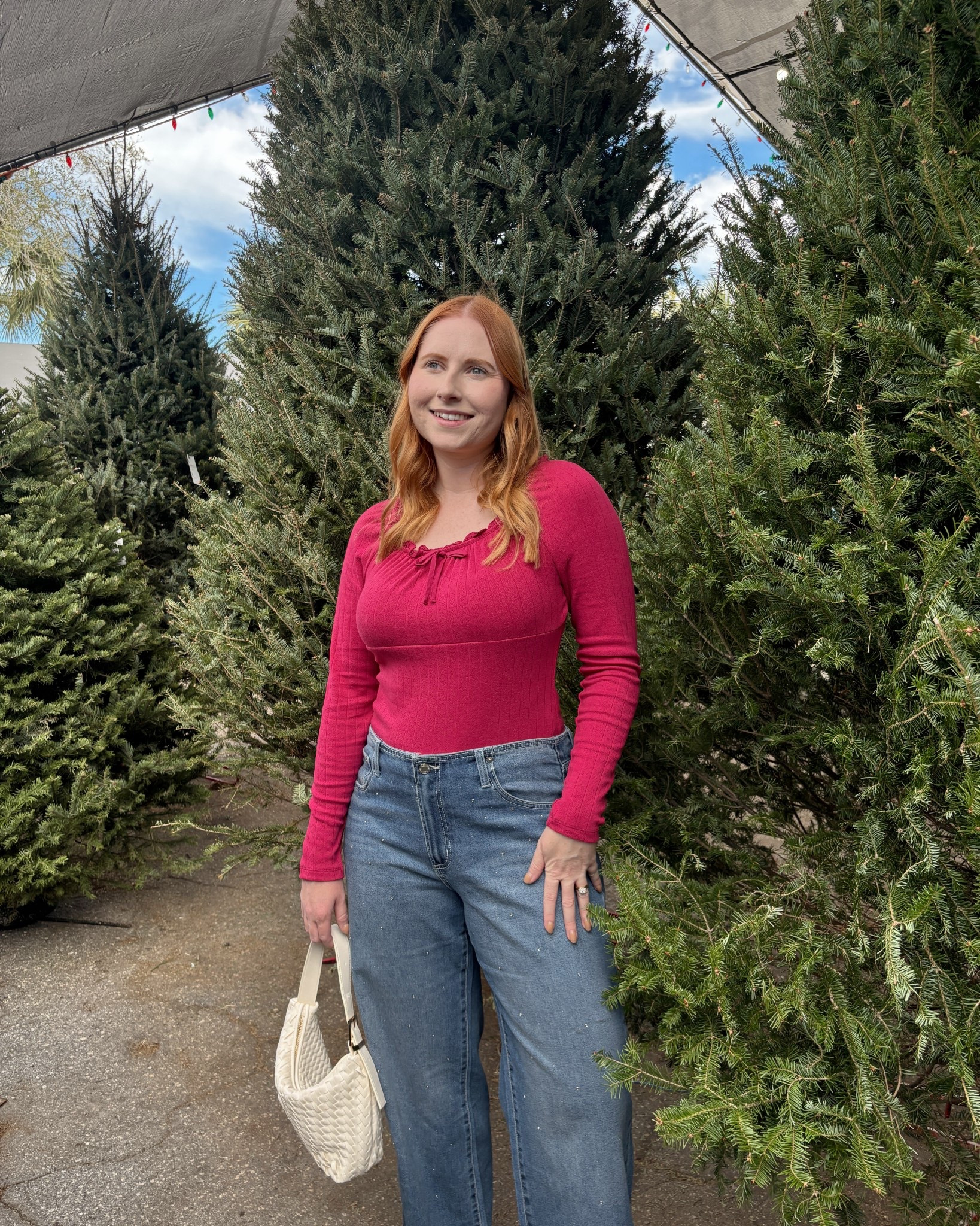 Red bodysuit, sparkly jeans

#LTKHoliday #LTKMidsize #LTKSeasonal