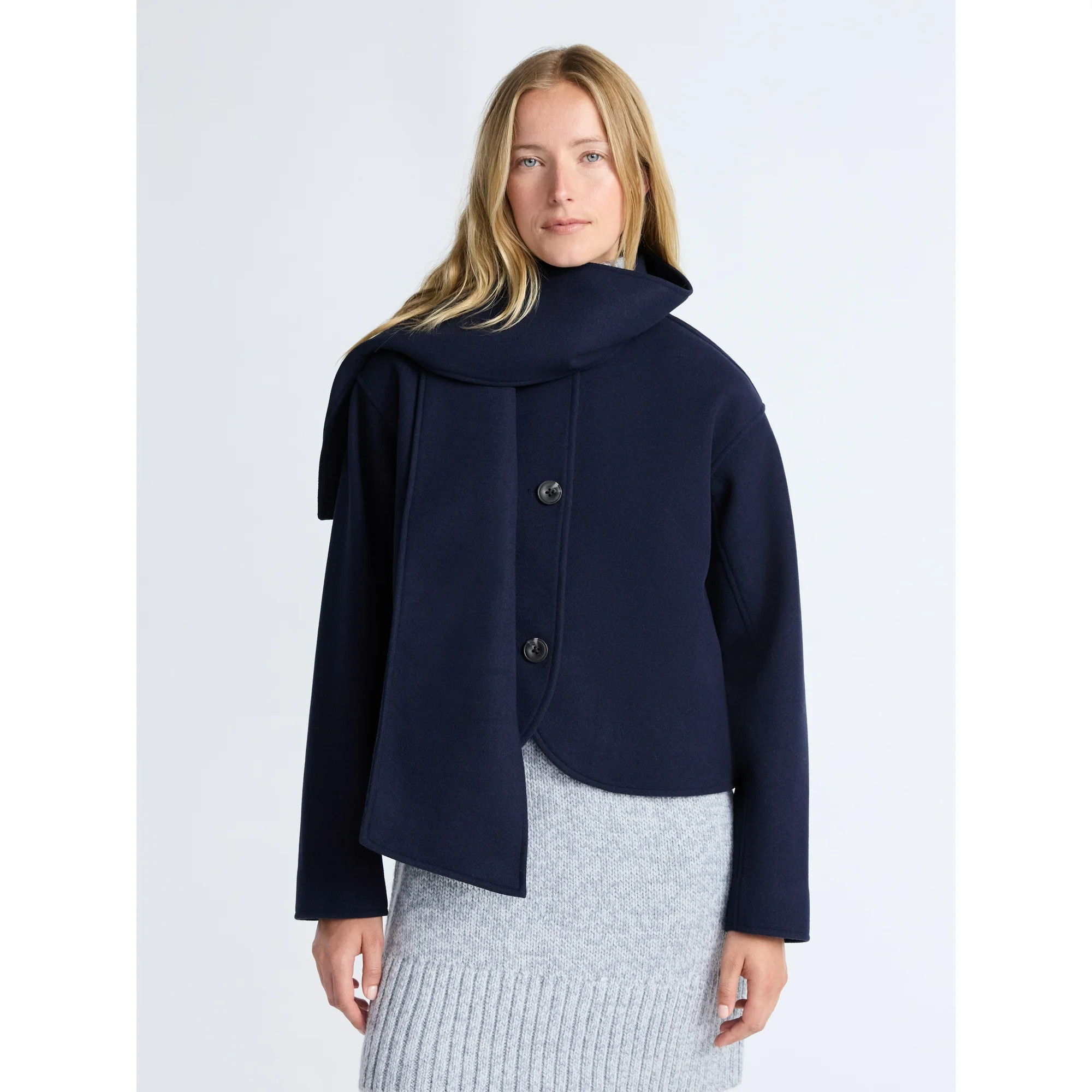 Free Assembly Women's Faux Wool Jacket with Scarf, Sizes XS-XXL | Walmart (US)