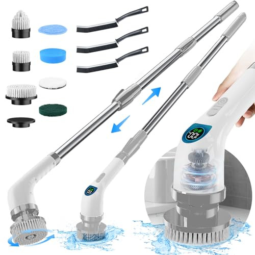 Guteran Electric Spin Scrubber, Cordless Cleaning Brush with 7 Replaceable Heads, 2H Powerful Dual Speed, Adjustable & Detachable Handle, IPX7 Waterproof for Bathroom, Tub, Tile, Floor, and Car | Amazon (US)