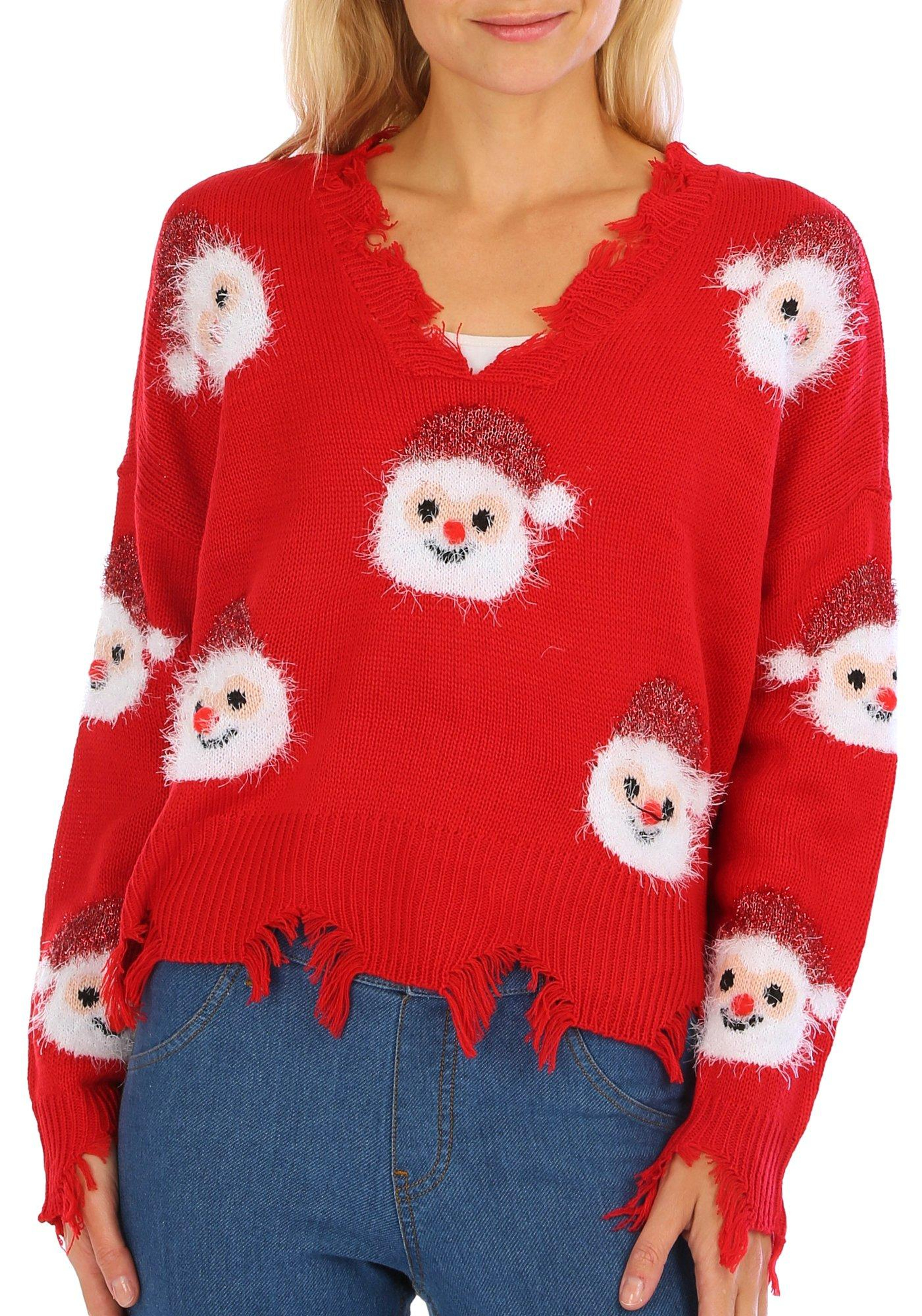 Juniors Distressed Holiday Pullover Sweater | Bealls