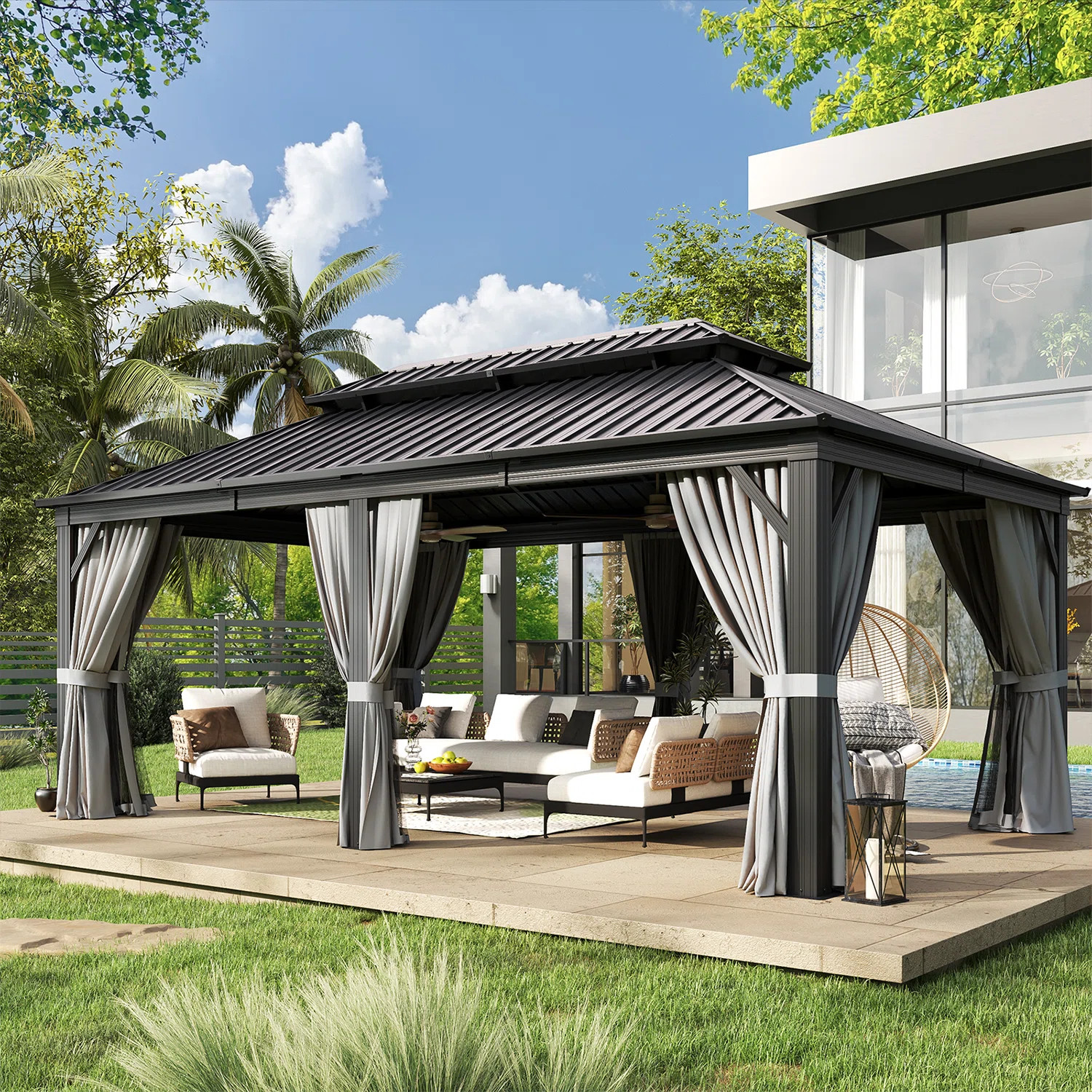 20 Ft. W X 12 Ft. D Aluminum Post Patio Gazebo | Wayfair North America