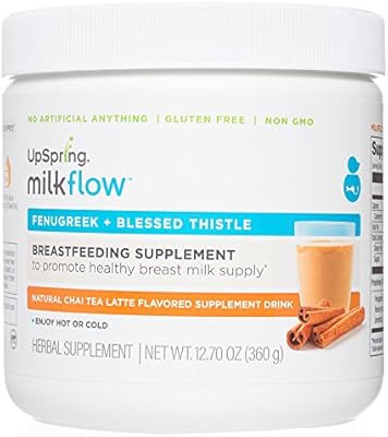 UpSpring Milkflow Fenugreek and Blessed Thistle Lactation Tea, Chai Latte, Powder Drink Mix Lacta... | Amazon (US)