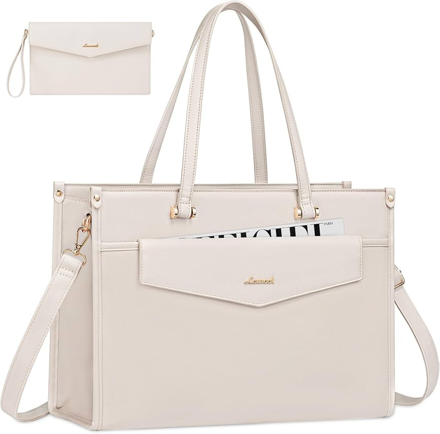 LOVEVOOK Laptop Bag for Women, 15.6 inch Laptop Tote Bag 2-in-1 Professional Work Bag Business Br... | Amazon (US)