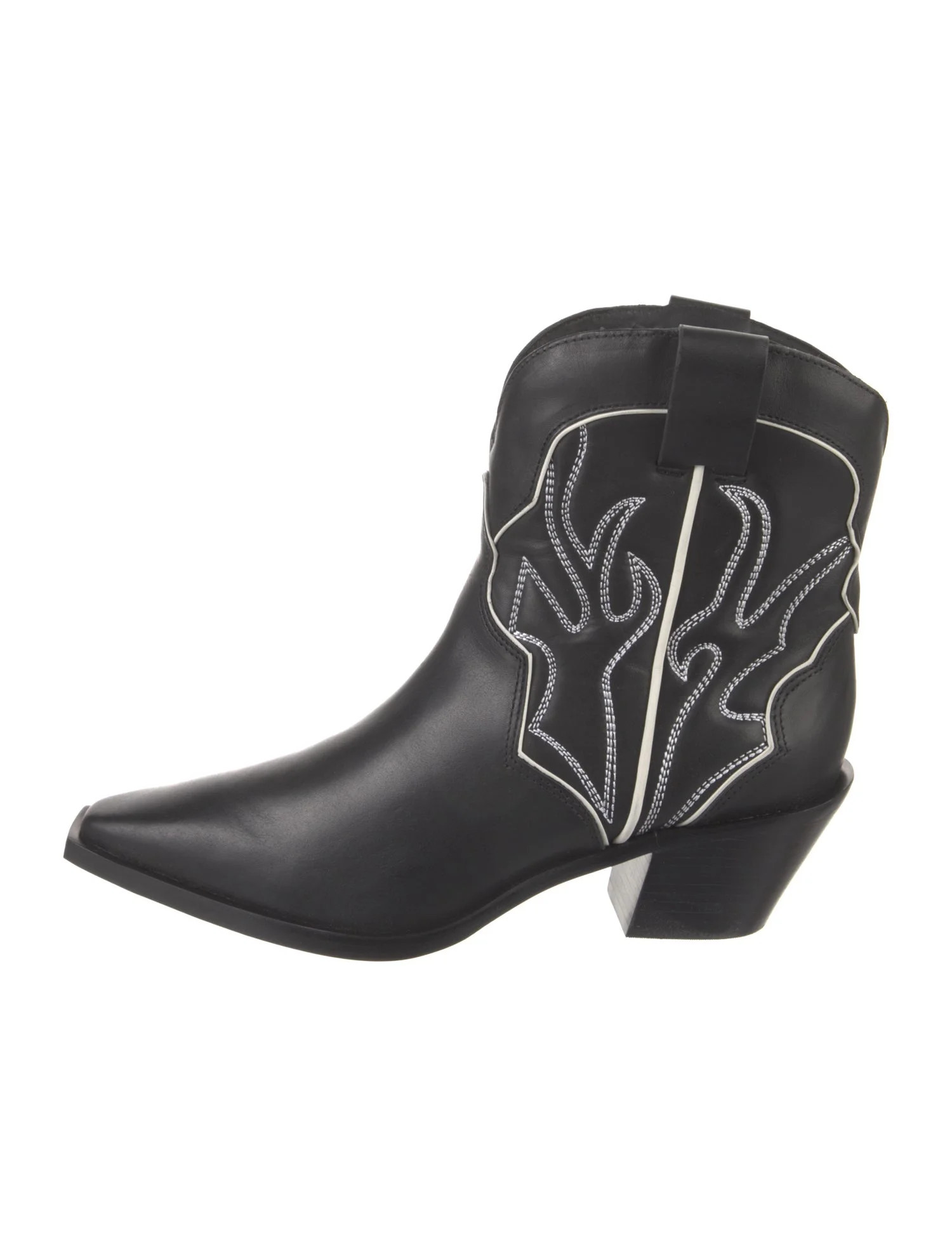 Reformation Leather Embroidered Accent Western Boots - Black Boots, Shoes - WRFMN338098 | The Rea... | The RealReal