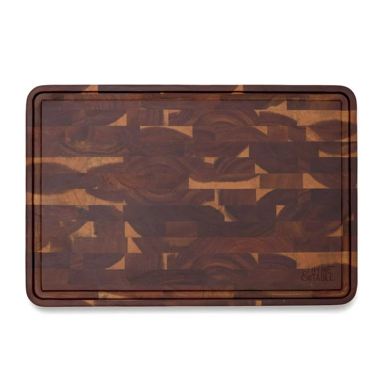 Thyme & Table 12"x18" Acacia End Grain Butcher Block | Walmart (US)