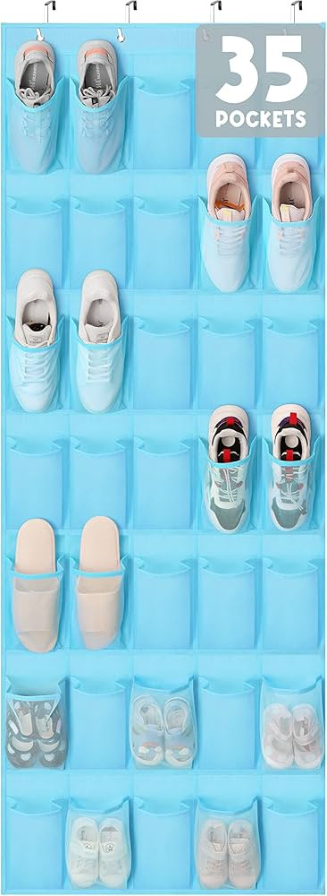 Tiblue Over The Door Shoe Organizers 35 Mesh Pockets Hanging Shoe Organizer Shoe Rack For Closet ... | Amazon (US)