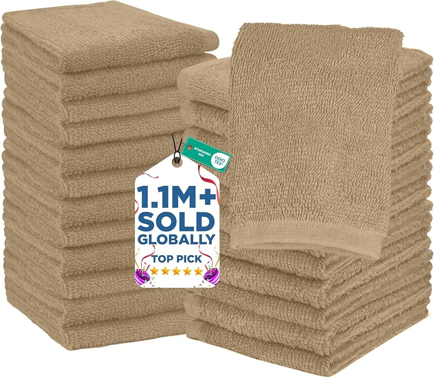 DAN RIVER 24 Pack Wash Cloths for Showering [12x12] - 100% Cotton Washcloths Premium Quality Flan... | Amazon (US)
