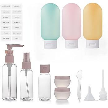 12 Pack Travel Bottles Set for Toiletries with Zip Pouch and Labels, TSA Approved Travel Containe... | Amazon (US)