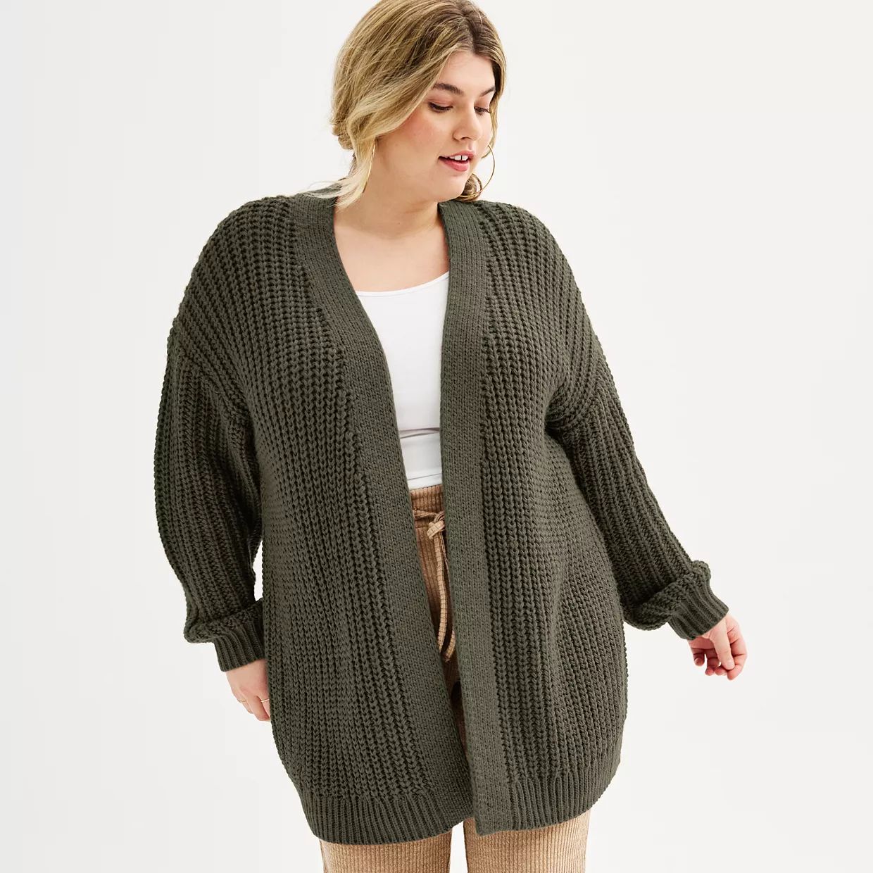 Juniors' Plus Size SO® Oversized Open Front Cardigan | Kohl's