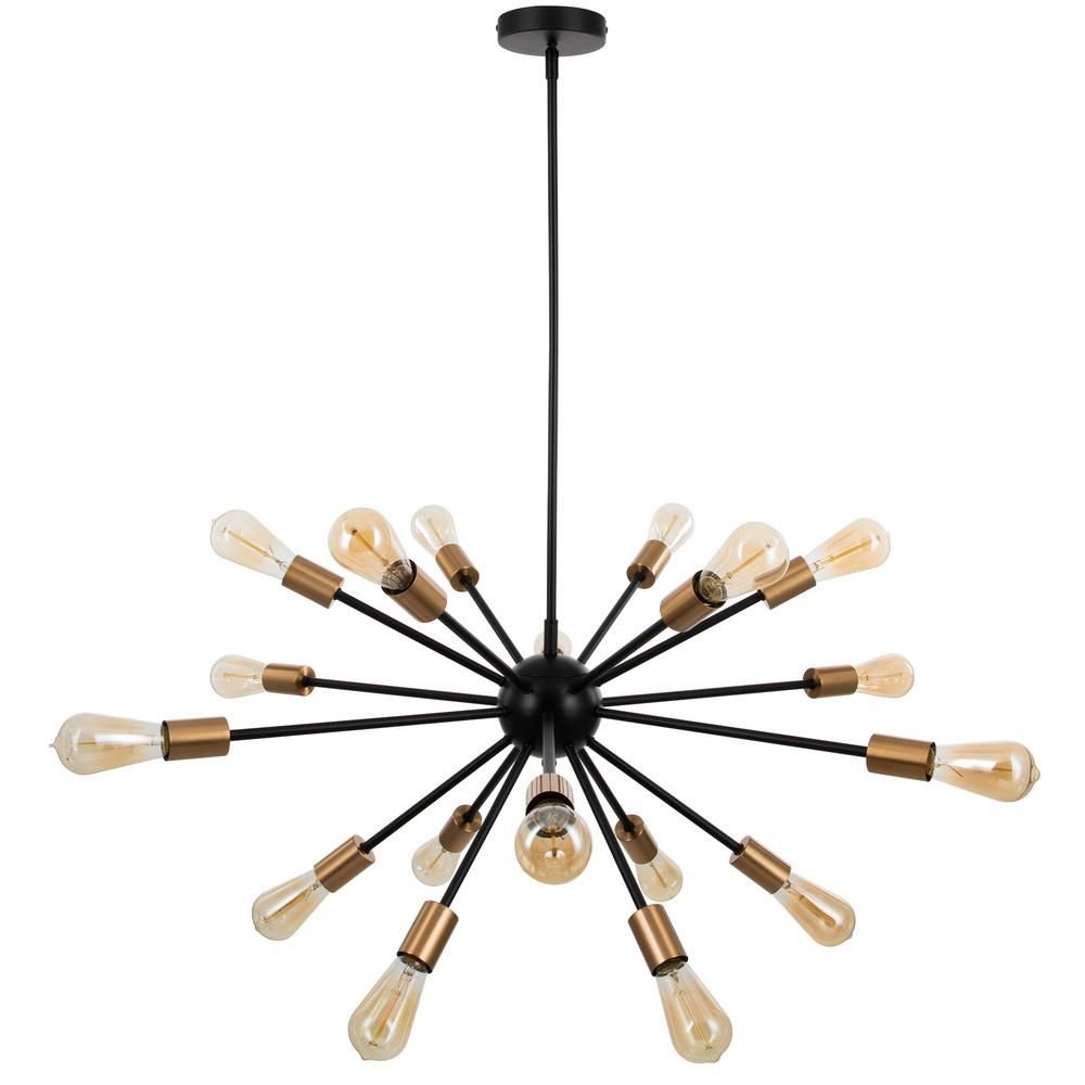 Merra 18-Light Black Sputnik Chandelier Ceiling Light | The Home Depot