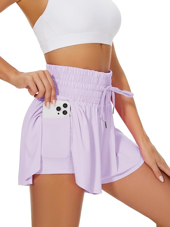 High Waist Flowy Athletic Shorts for Women Butterfly Shorts High Rise Workout Gym Shorts | Amazon (US)