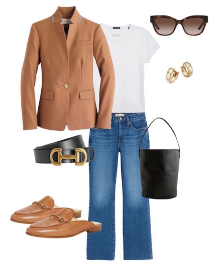 fall transitional outfit idea blazer belt loafers fall outfit idea jeans 

#LTKSeasonal #LTKstyletip #LTKover40