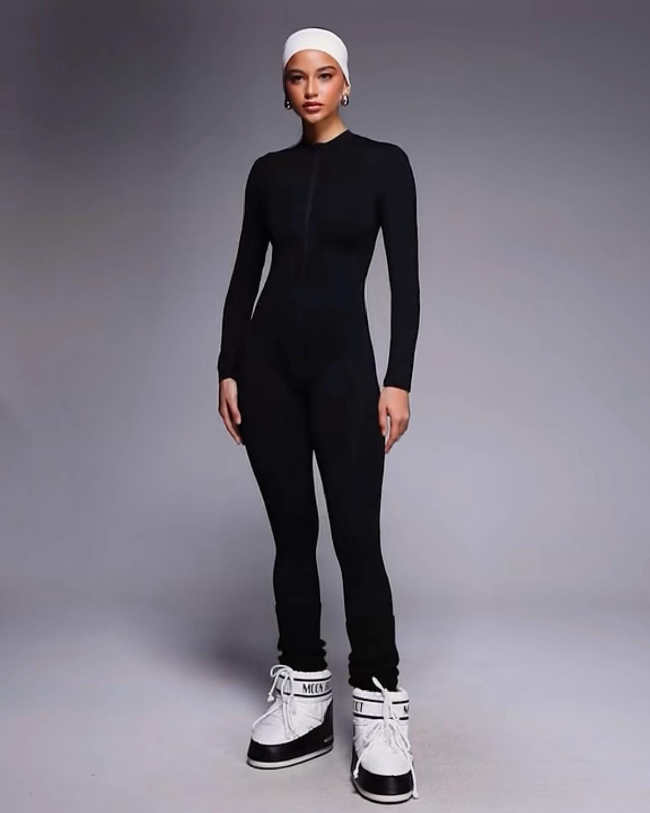 Ski fleece back base layer long sleeve unitard with thermal treatment in black 

#LTKSeasonal #LTKootd #LTKTravel