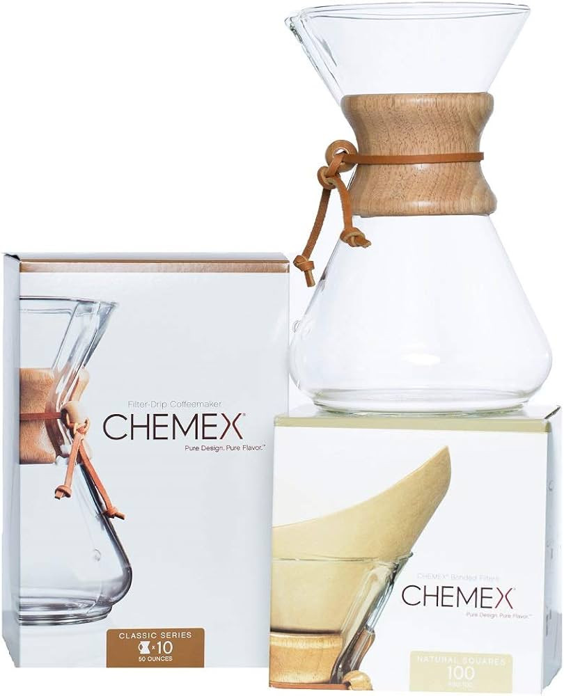 Chemex Bundle - 10-Cup Classic Series - 100 ct Square Filters - Exclusive Packag | Amazon (US)