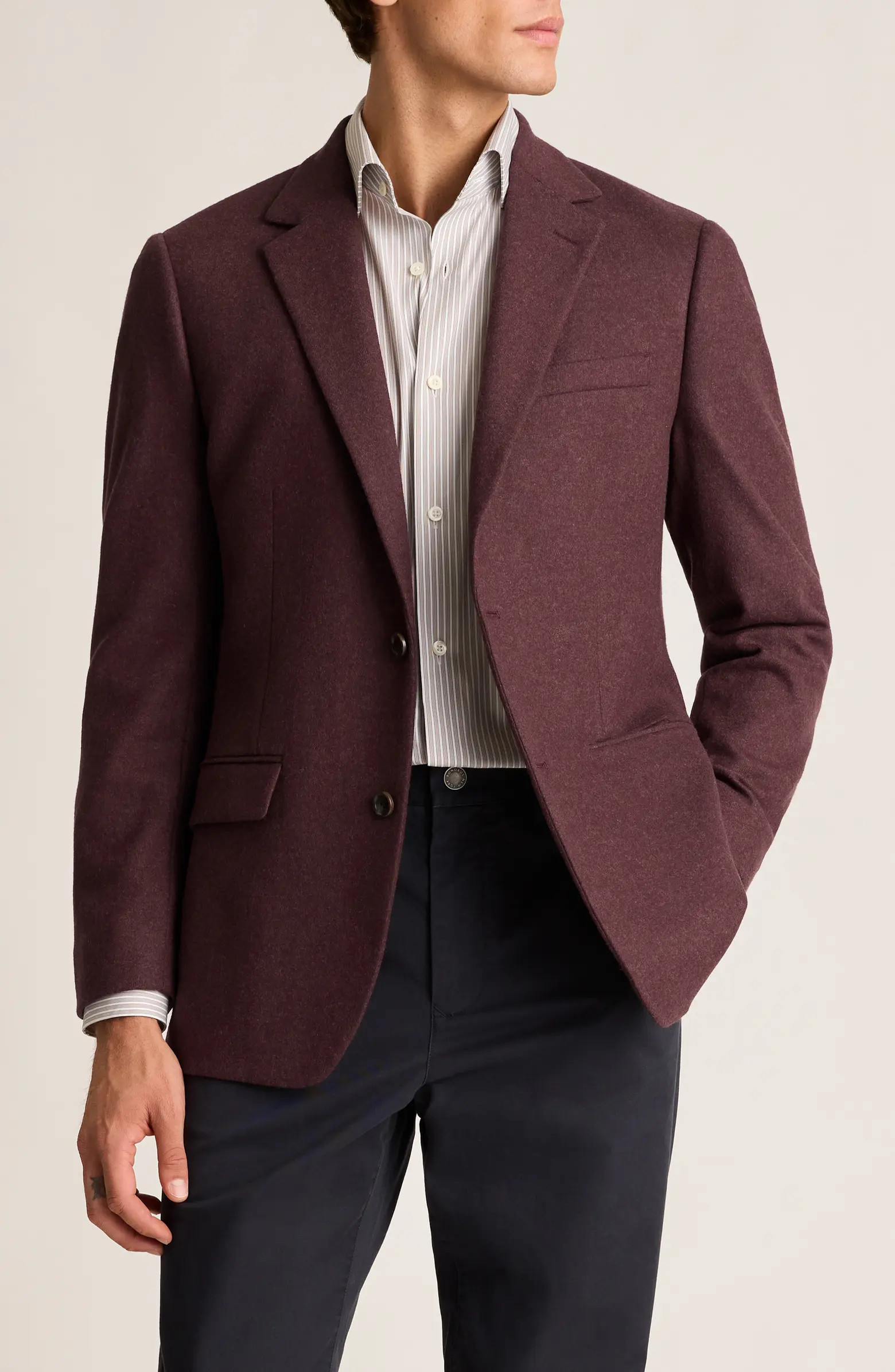 Jetsetter Slim Fit Heathered Burgundy Knit Wool Blend Sport Coat | Nordstrom