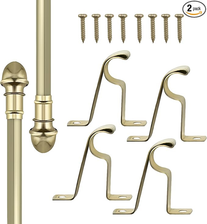 Amazing Drapery Hardware 7/16 Inch Brass Cafe Rods with Brass Ends, Set of 2 (Hardware Included) ... | Amazon (US)