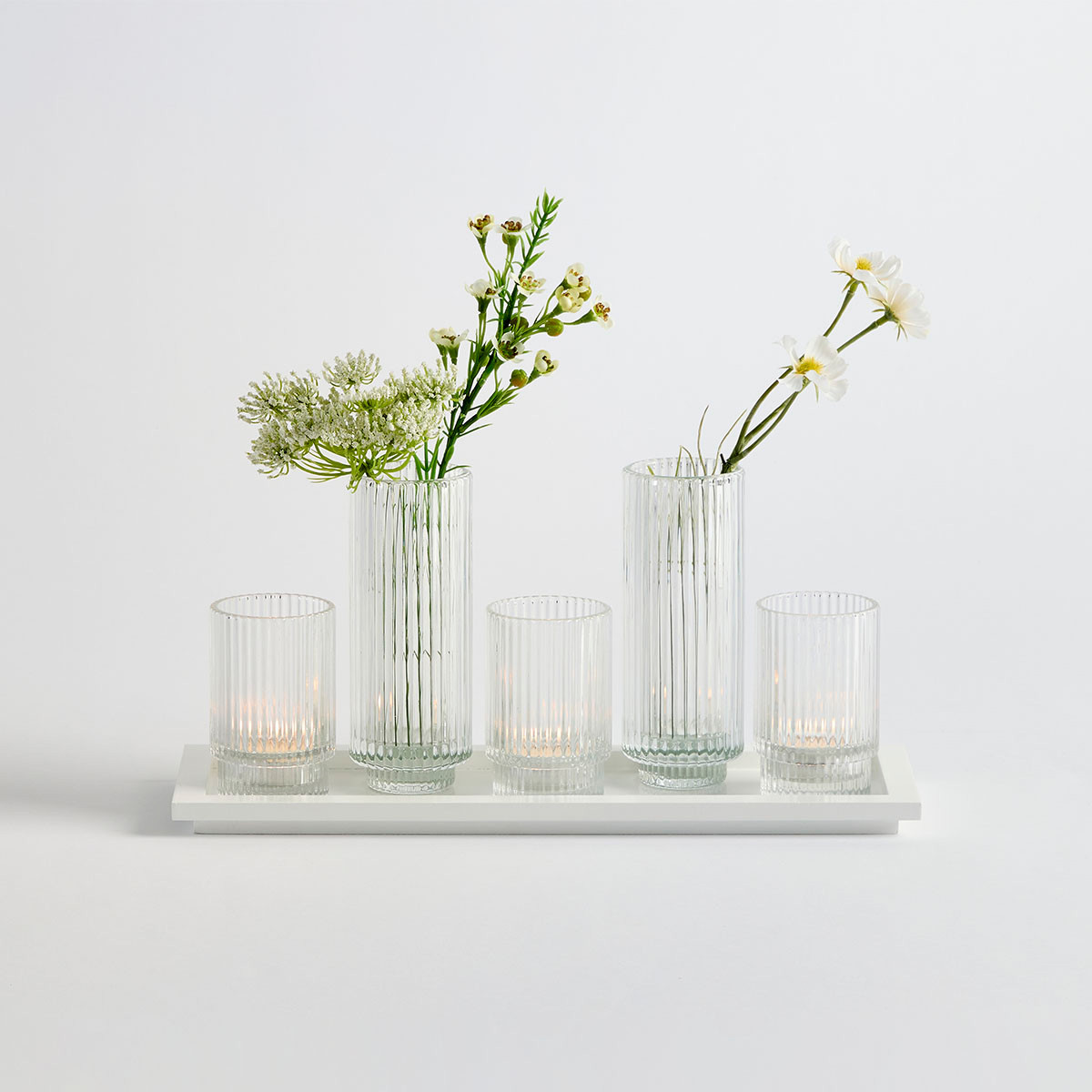 Wilder White Candle Holder on Tray [HABHWILCTS24A] | Pillow Talk AU