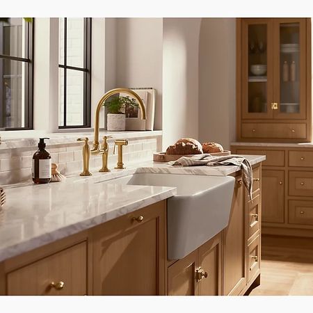 The bridge sink faucet often brings in a touch of timelessness to any kitchen. This brass bridge kitchen faucet by Kohler x Studio McGee features : 1.5 gpm (5.7 lpm) maximum flow rate at 60 psi (4.14 bar); KOHLER® ceramic disc valve’s durable performance; KOHLER® finishes resist corrosion and tarnishing.

#LTKMostLoved #LTKhome #LTKfamily