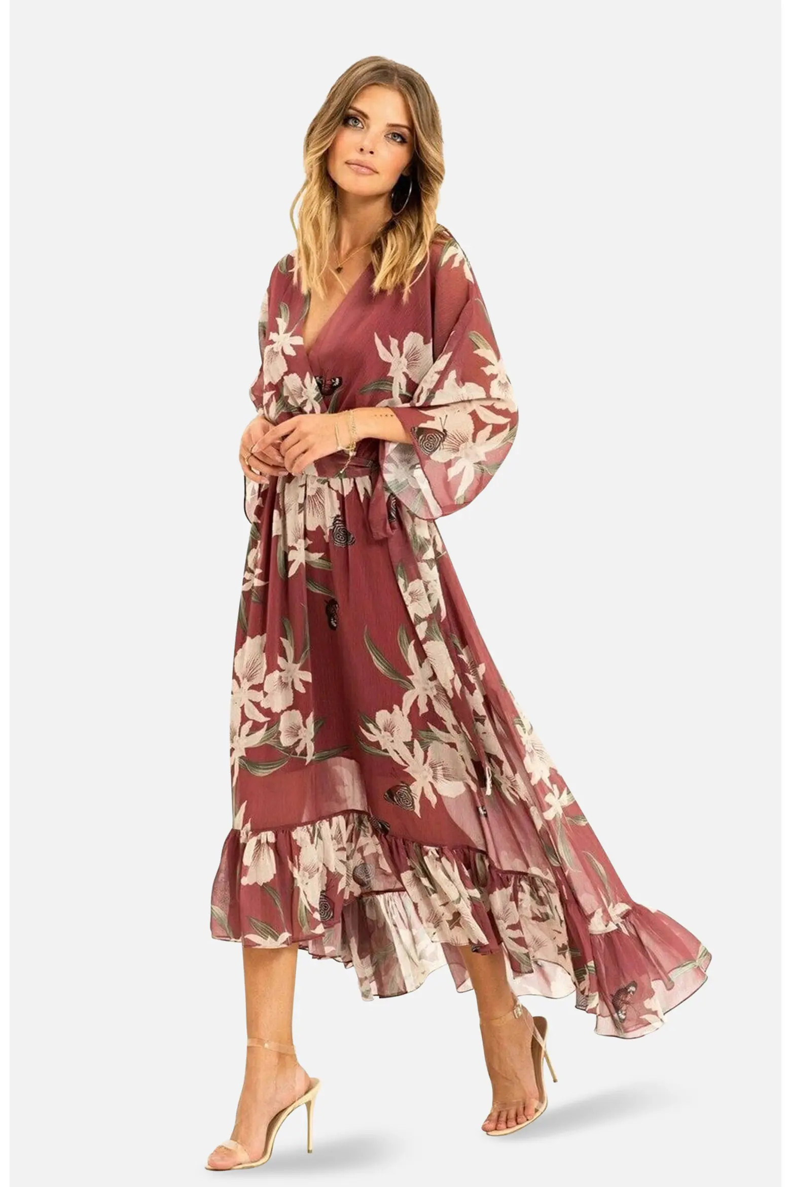 Floral Print Midi Wrap Dress (Women) | Nordstrom | Nordstrom