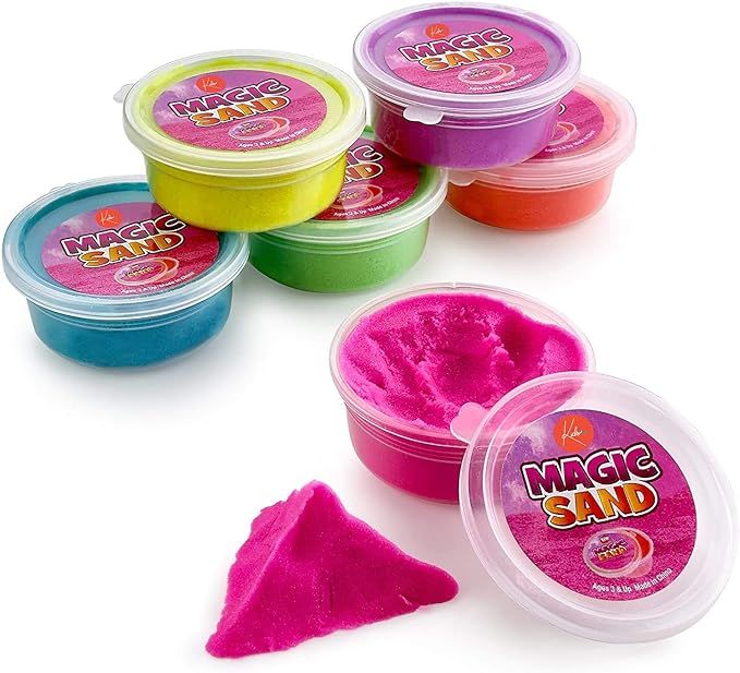 Kicko Colorful Magic Sand - 6 Pack of Magic Sand in Assorted Colors - Gifts for Kids, Stress Reli... | Amazon (US)