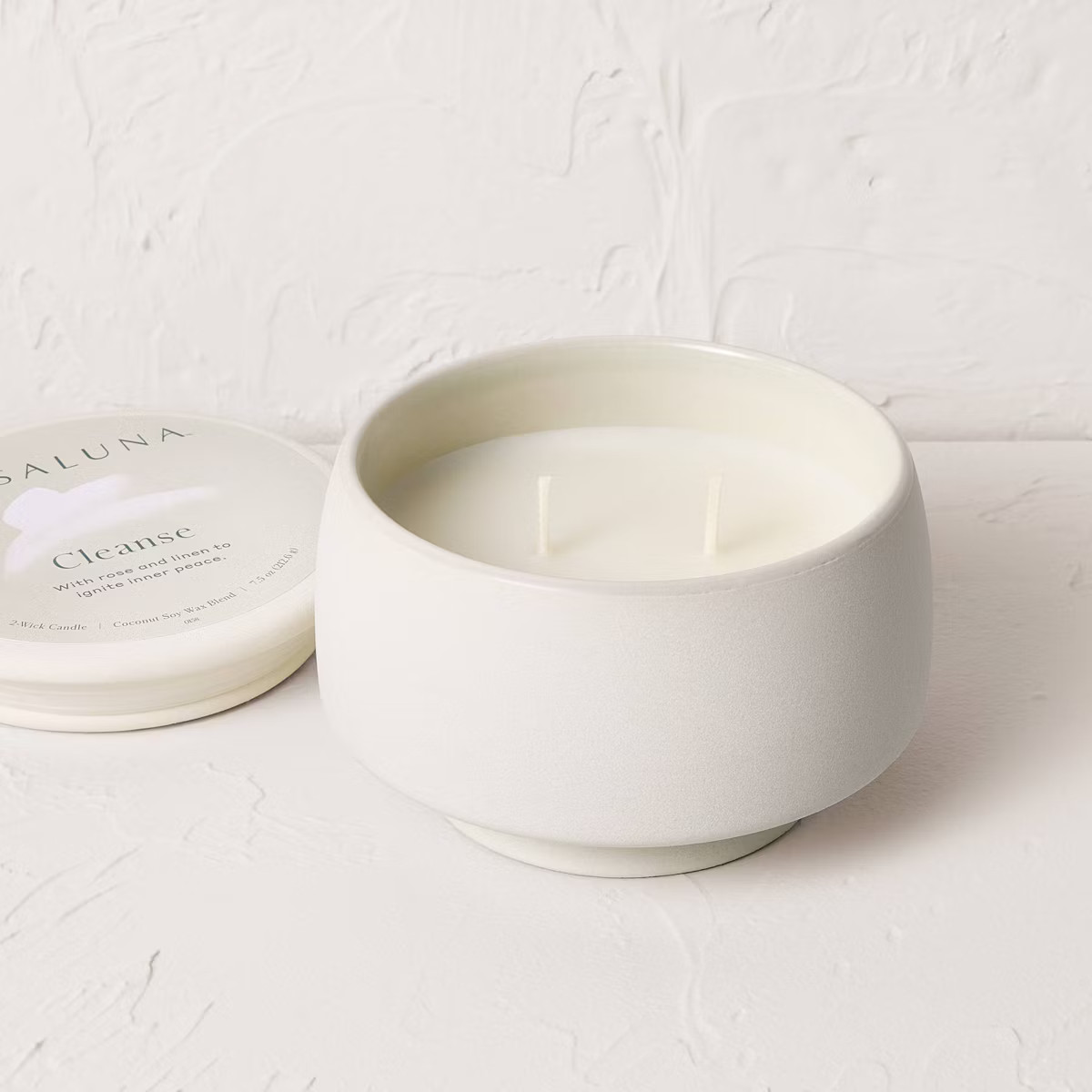 2 Wick Ceramic Jar Candle with Lid Cleanse - Casaluna™ | Target