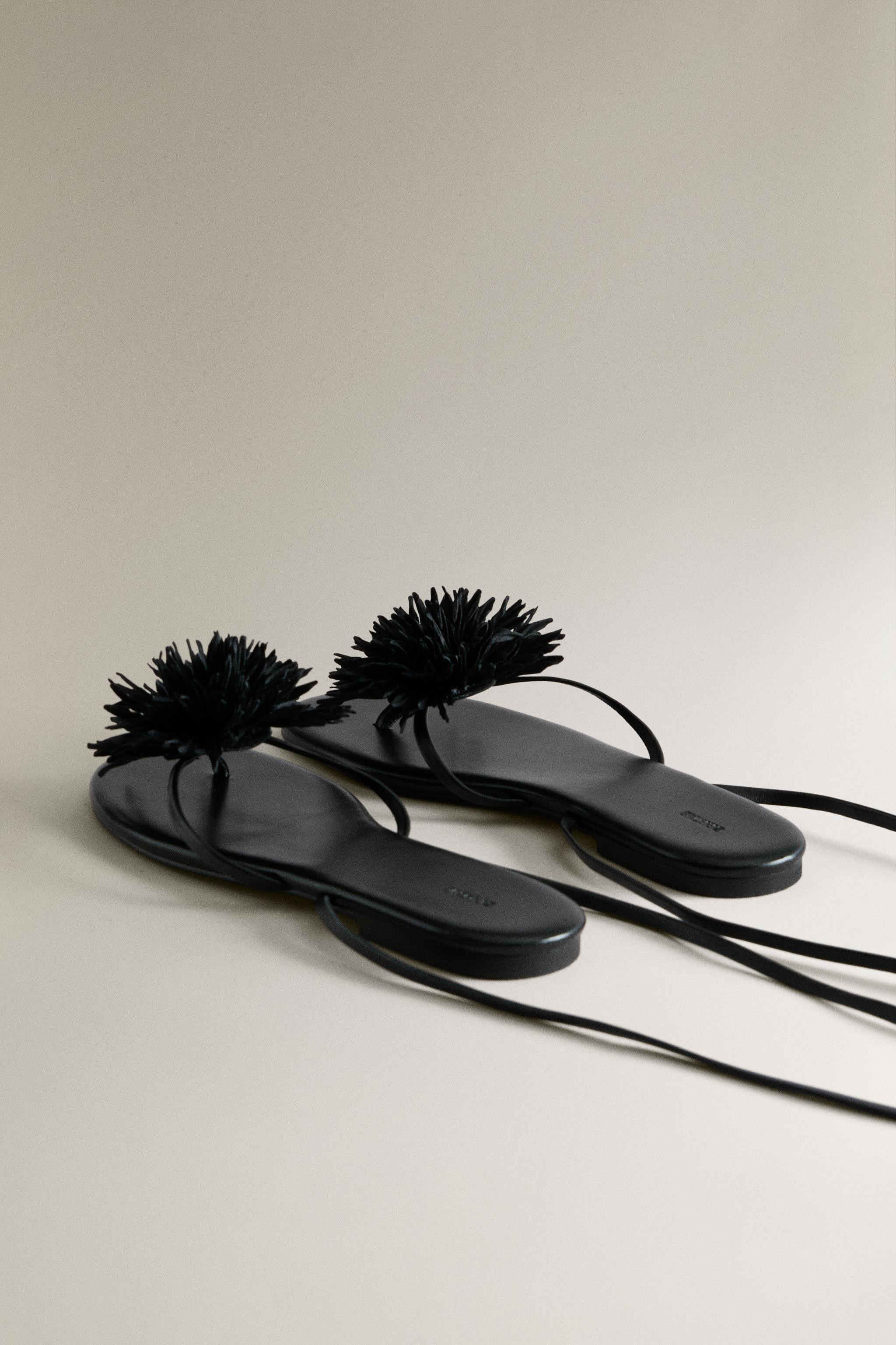 FLORAL LEATHER SANDALS | Zara US