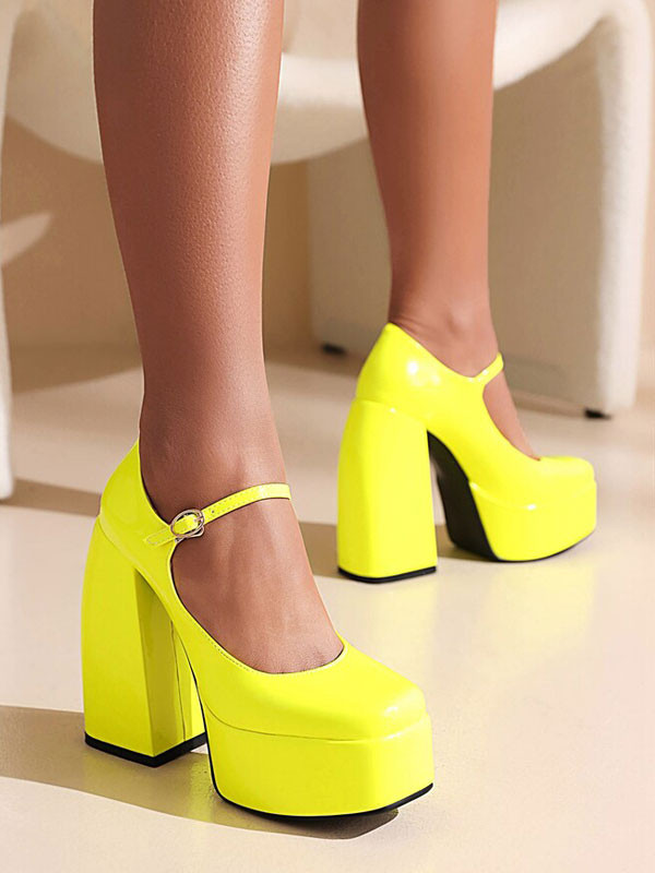 Damen Plateau Mary Jane Pumps Chunky Heel | Milanoo
