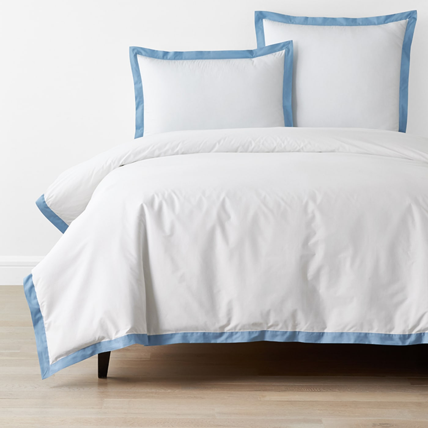 Solid Border Classic Cool Cotton Percale Bed Duvet Cover - Porcelain Blue, Twin/Twin XL | The Company Store