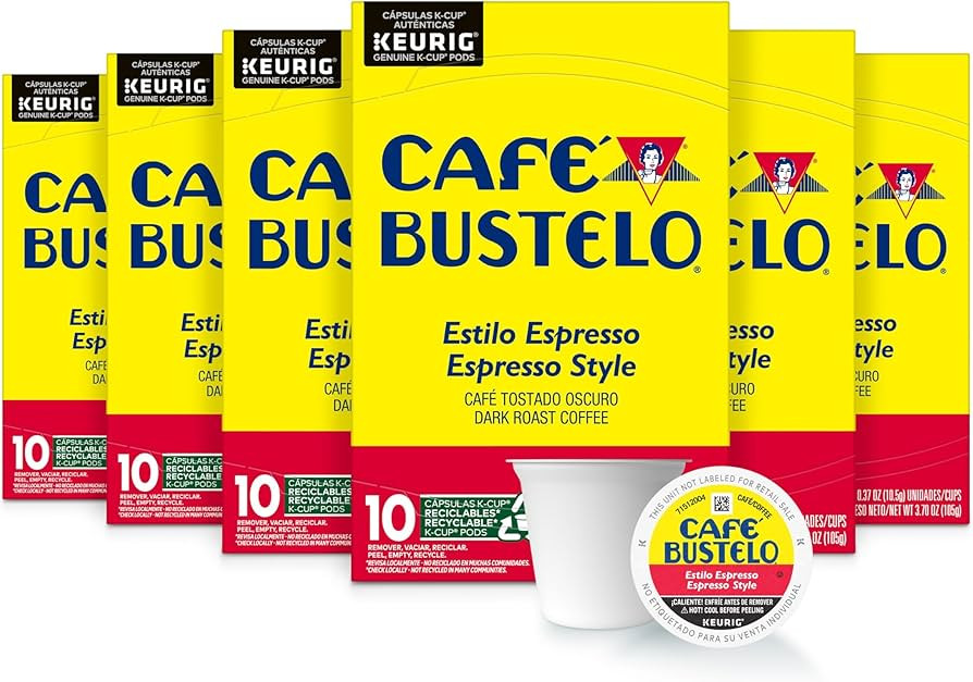 Café Bustelo Espresso Style Dark Roast Coffee, Keurig K-Cup pods, 10 Count Box (Pack of 6) | Amazon (US)