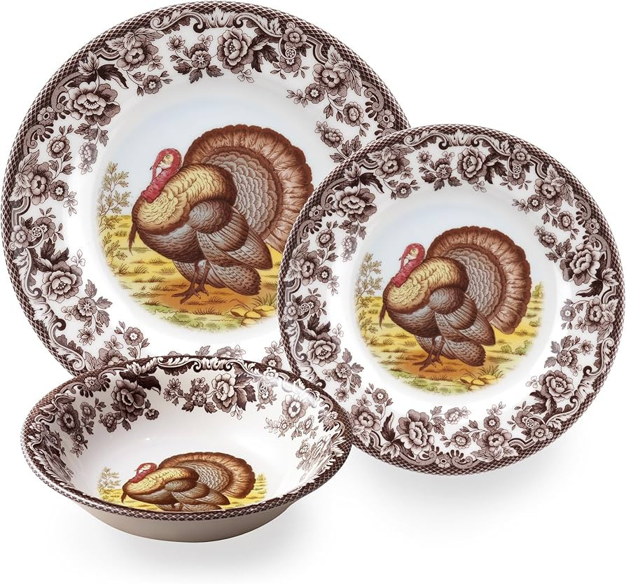 Spode Woodland 3 Piece Dinnerware Set | Includes 1 Turkey Dinner Plate, Salad Plate and Cereal Bo... | Amazon (US)