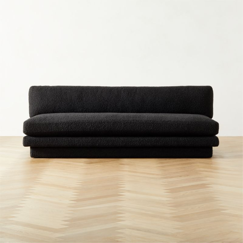 Plinth Modern Armless Black Boucle Sofa | CB2 | CB2