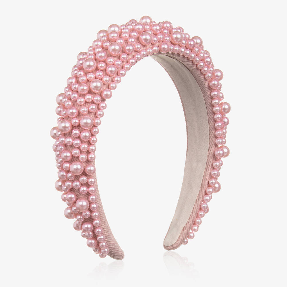 Bowtique London Girls Pink Beaded Hairband | Childrensalon
